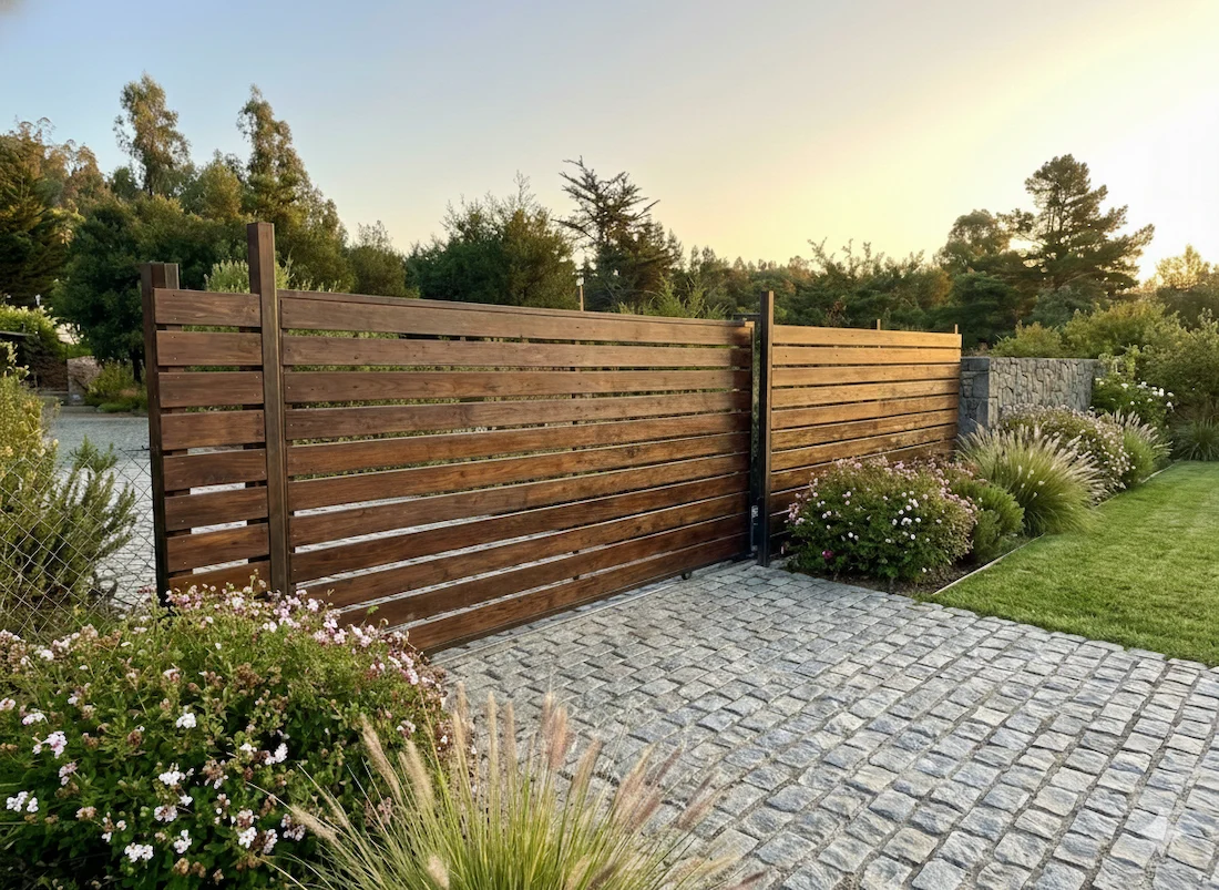 Portón eléctrico de corredera en parcela del sur de Chile